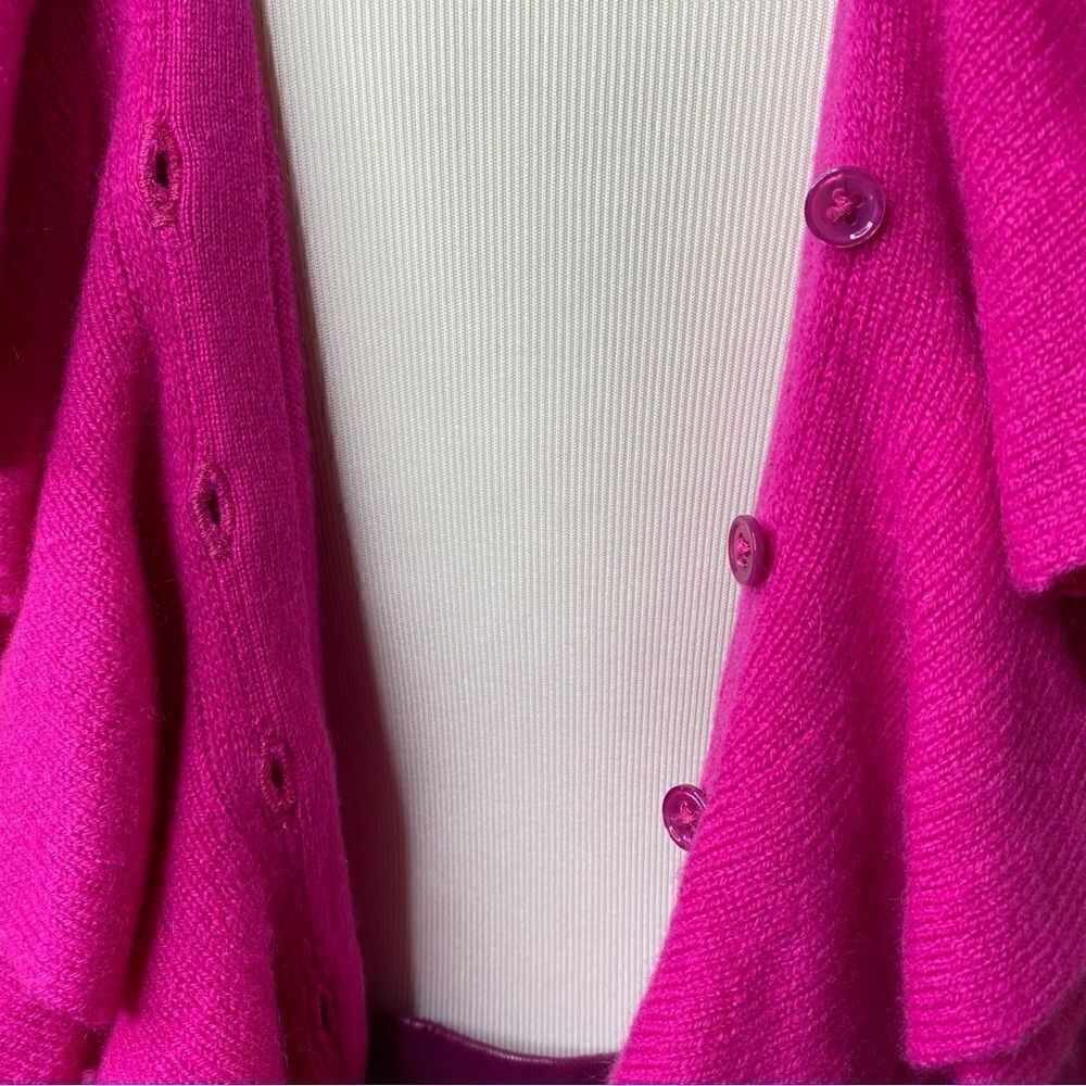 Ralph Lauren Blue Label Fuchsia Italian Cashmere Ruffle Front Cardigan Sweater - Picture 9 of 16